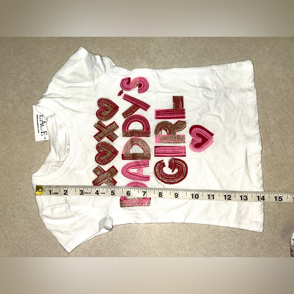The Childrens Place Daddy’s Girl 2T Toddler Sparkly Hugs & Kisses Hearts Top NWT - Picture 3 of 4